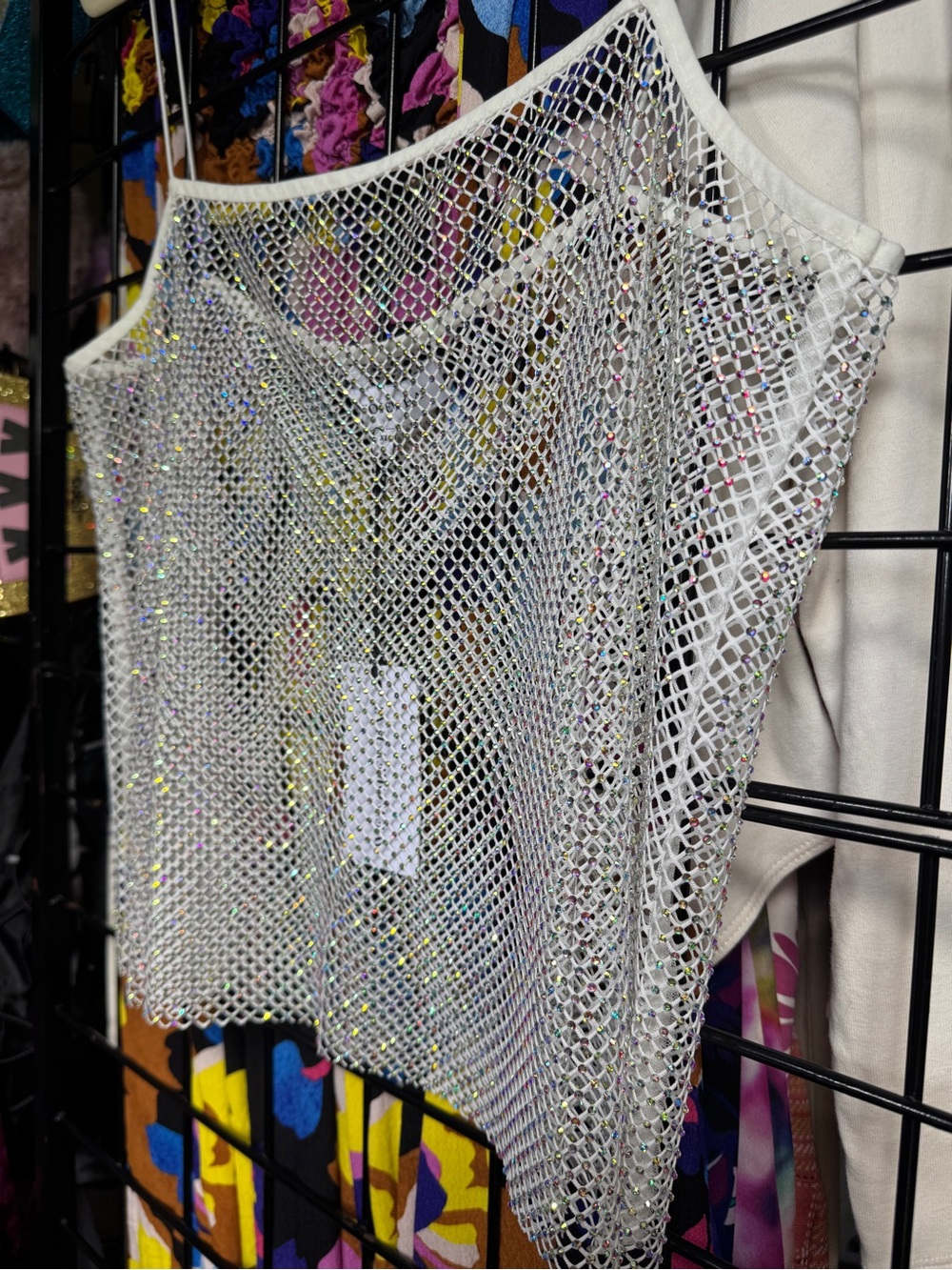 NWT White Mesh Rhinestone Camisole